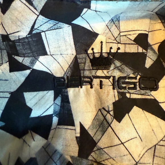 Men's Black and White Geometric Dress Shirt - Picture 4 of 4